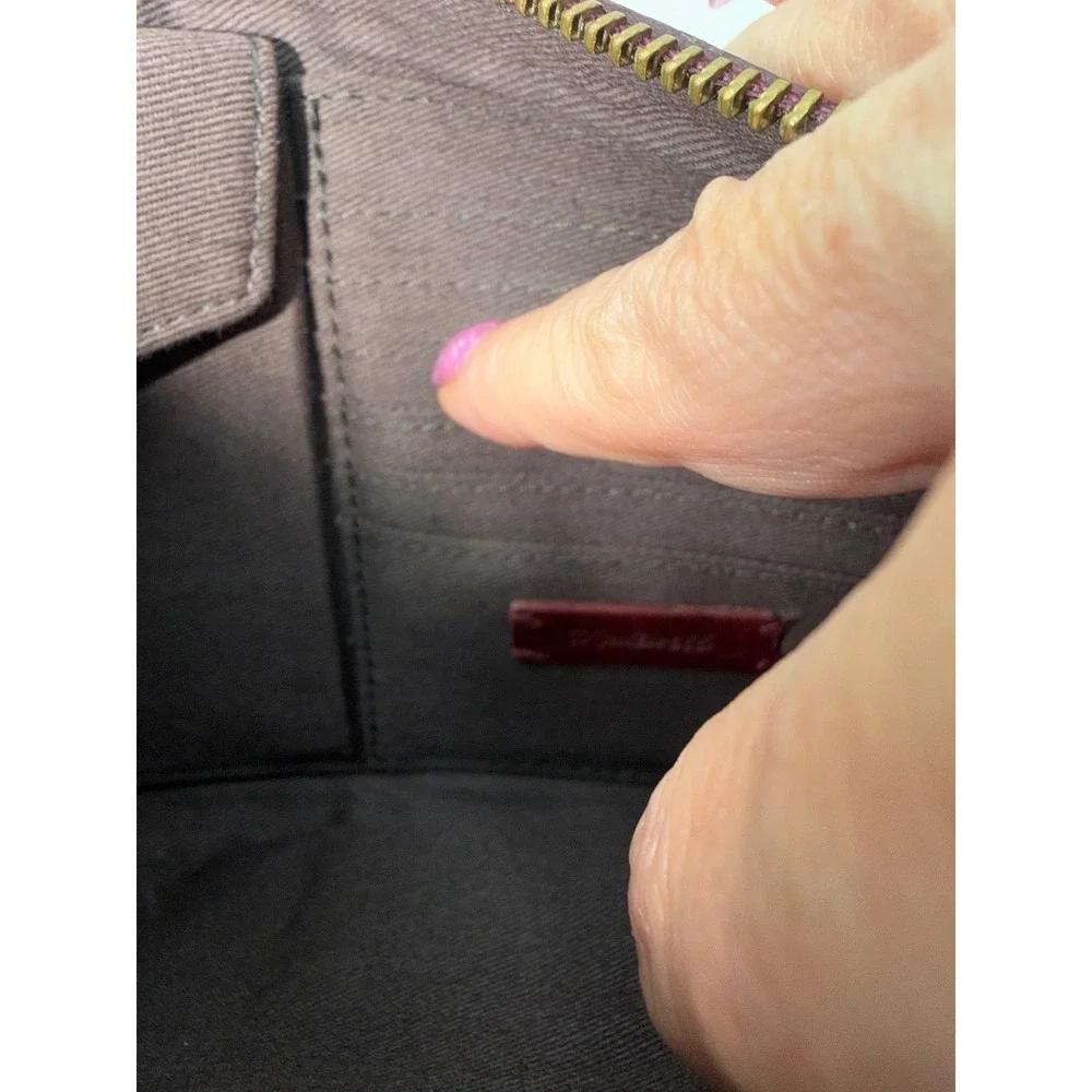 Madewell Burgundy Leather Star Pouch Zip Clutch Bag Gold Foil Celestial
